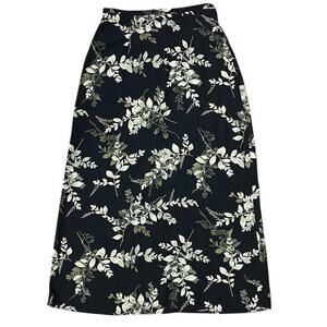 VTG Y2K First Option Black & Green Forest Witchy Botanical Whimsy Maxi Skirt S